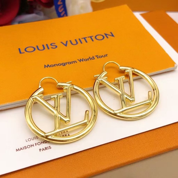 Louis Vuitton Monogram Gold Earrings - Picture 1 of 7